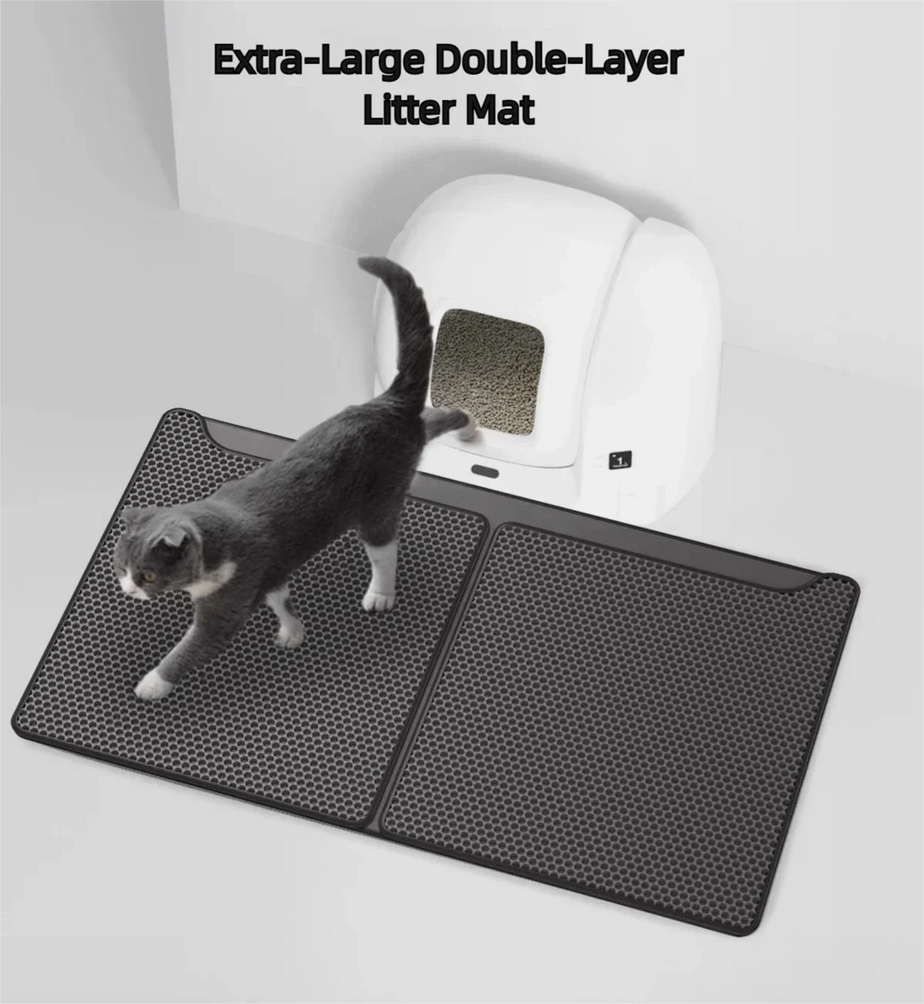 Tapis de litière double couche pour chat