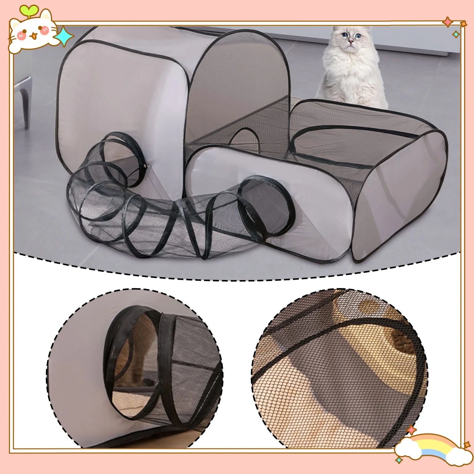 Tunnel pour chats ou rongeurs pliable
