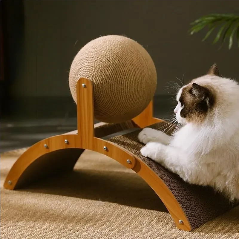 Griffoir en bois pour chat 2 en 1