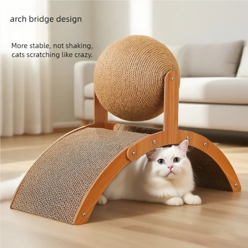 Griffoir en bois pour chat 2 en 1
