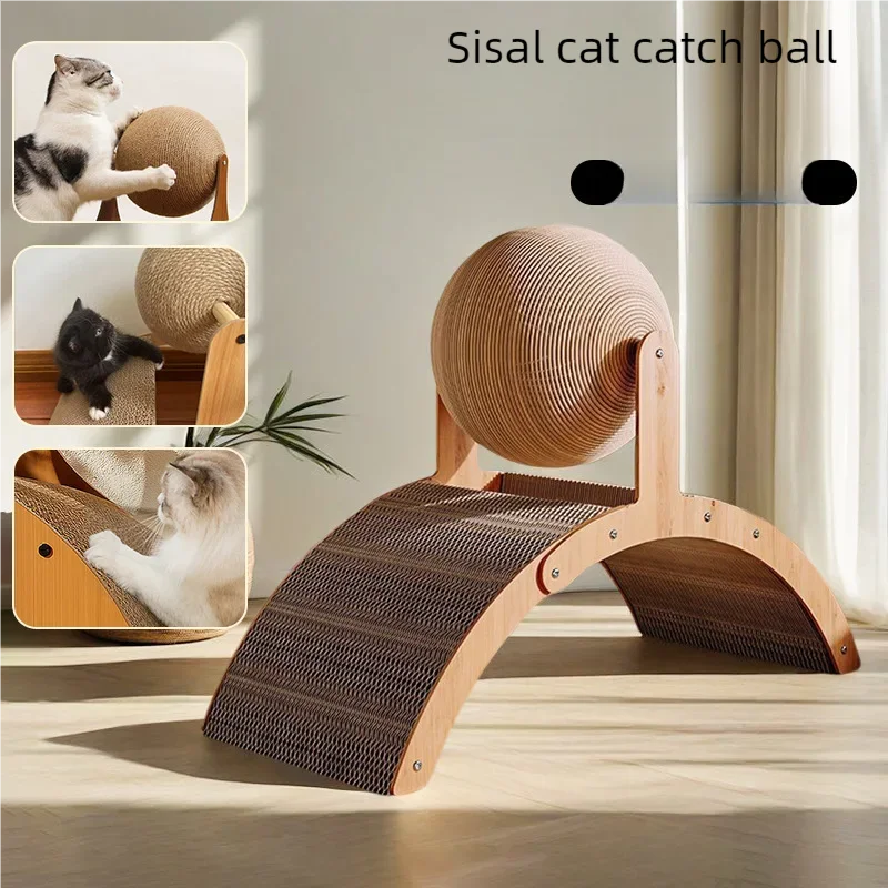 Griffoir en bois pour chat 2 en 1