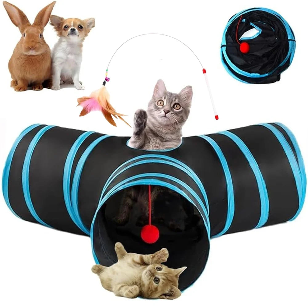 Tunnel pliable pour chats ou rongeurs