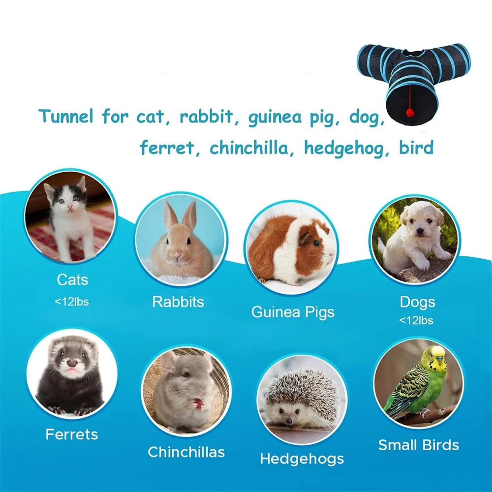 Tunnel pliable pour chats ou rongeurs