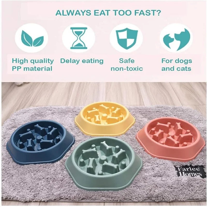Gamelle anti-glouton antidérapante pour chien et chat