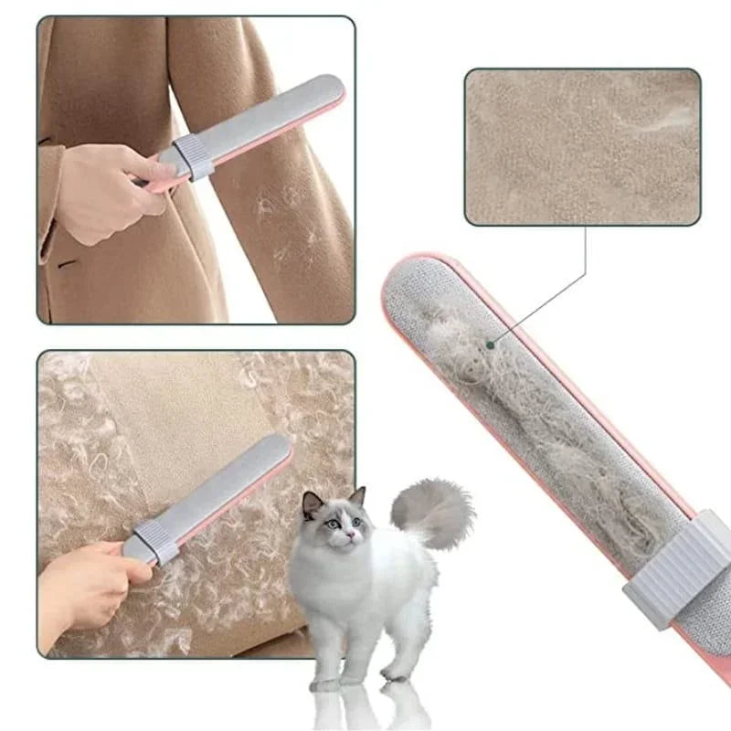 Brosse électrostatique double face pour éliminer les poils d'animaux