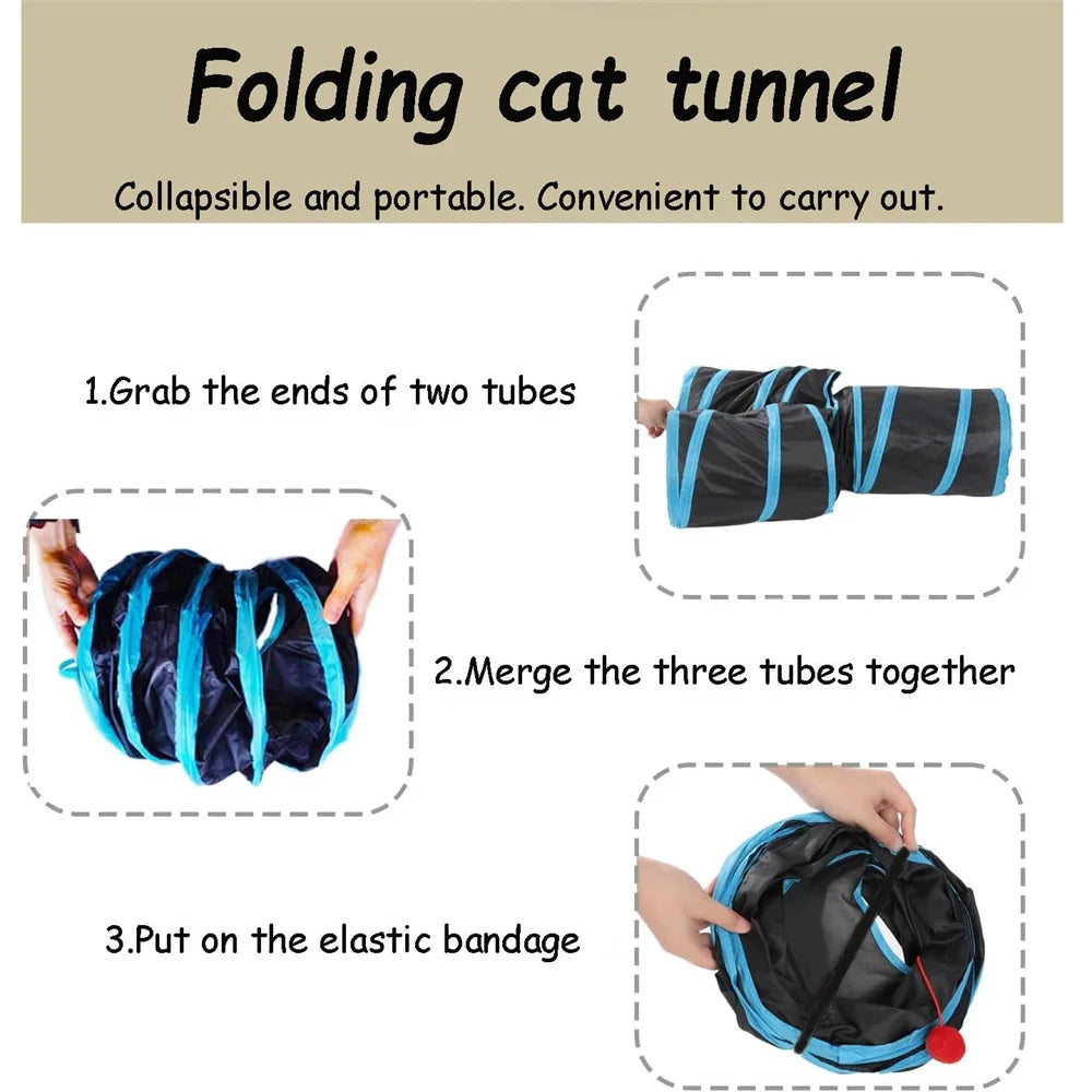 Tunnel pliable pour chats ou rongeurs